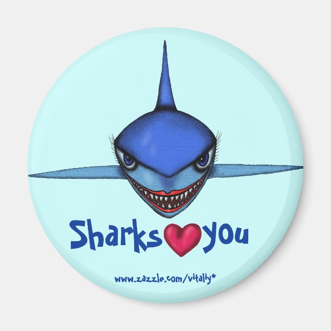 Aimant Drôle dessin de requin art cool (Devant)