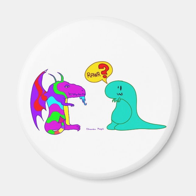Aimant Drôle Dinos Dinos Cute Dinosaur Dragon Rawr ? (Devant)