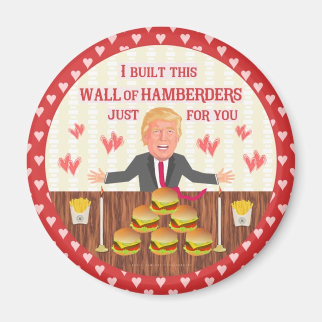 Aimant Drôle Donald Trump Hamberders Wall Saint-Valentin (Devant)