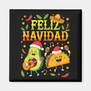 Aimant Drôle Feliz Navidad Avocat Tacos Noël Mexicain