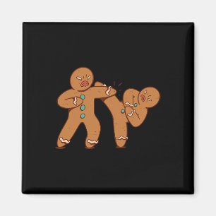Aimant Drôle Gingerbread Man Karate Cookie Drôle Christma