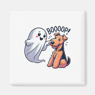 Aimant Drôle Halloween Ghost Airedale Terrier Boop Lazy C