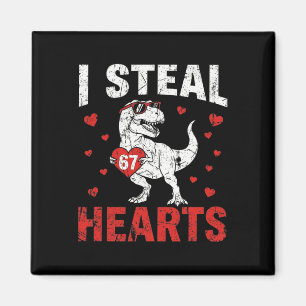 Aimant Drôle Je vole des cœurs 67 Saint-Valentin Dinosaur