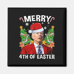 Aimant Drôle Joe Biden Noël Santa Hat Joyeux 4e De E