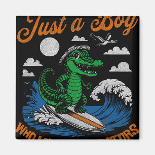 Aimant Drôle Juste Un Garçon Qui Aime Les Alligators Surf