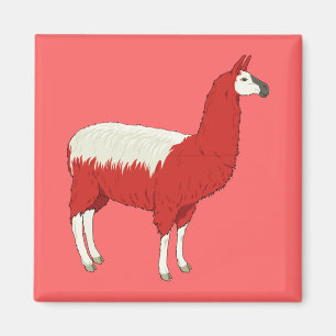 Aimant Drôle Llama Rouge