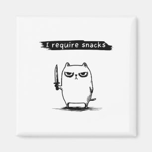 Aimant Drôle Mème Chat J'Ai Besoin Snacks Design Hommes F