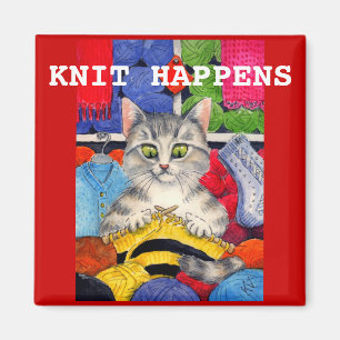Aimant drôle mignon de chaton de tricot