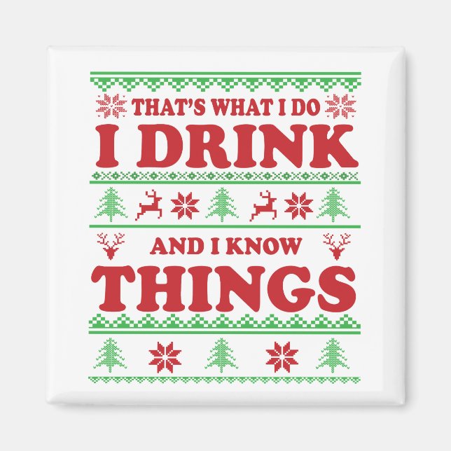 Aimant Drôle moche chandail de Noël dit whiskey (Devant)