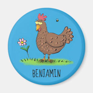 Aimant Drôle poulet rustique whimsical dessin animé