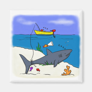 Aimant Drôle requin pêche dessin animé réfrigérateur aima