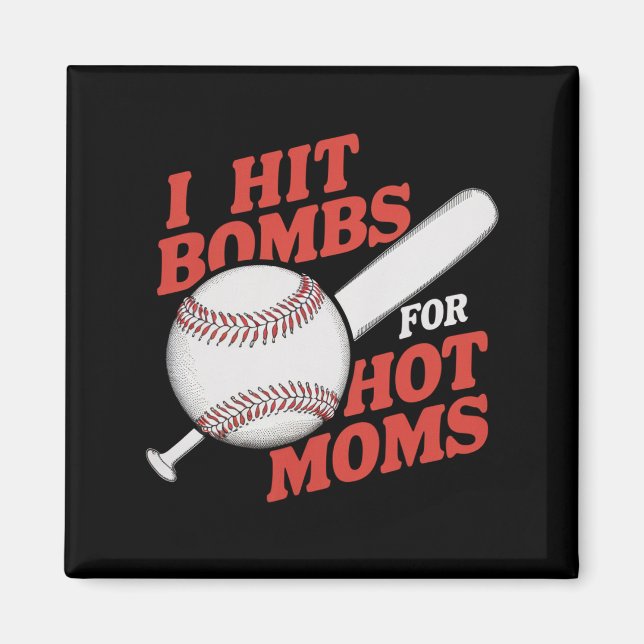 Aimant Drôle Retro Baseball J'Ai Touché Bombes Pour Les M (Devant)