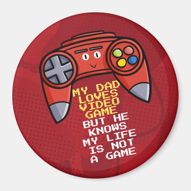Aimant Drôle Rouge Joystick Fête des pères Salutation (Devant)