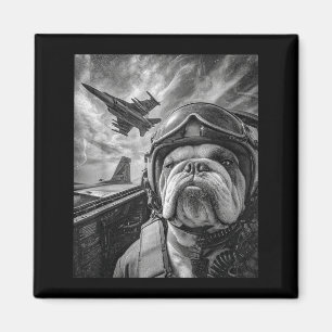 Aimant Drôle selfie de Bulldog anglais avion de chasse Lo