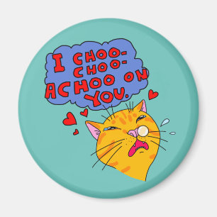 Aimant Drôle Style Cartoon Orange Chat Love