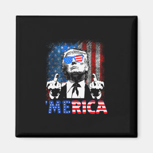 Aimant Drôle Trump 4 Juillet Merica Drapeau Américain Lun