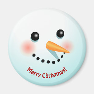 Aimant Drôle Visage Snowman avec Carotte Nez Cartographié