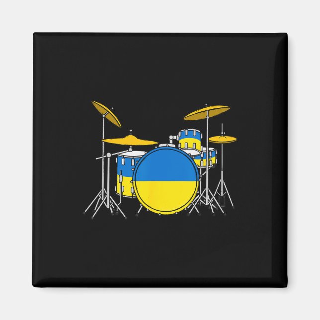 Aimant Drum Kit Ukrainian Flag Ukraine Drummer Musician  (Devant)