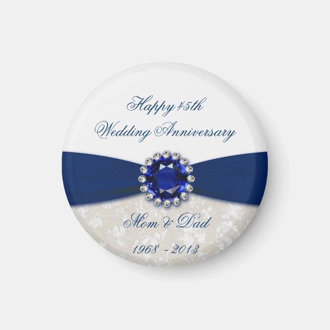 Aimant du 45e anniversaire du Mariage Damask (Devant)