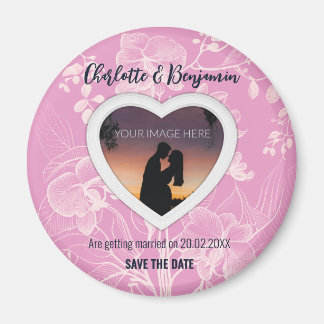 Aimant Du coeur rose | MARIAGE | Enregistrer La Date