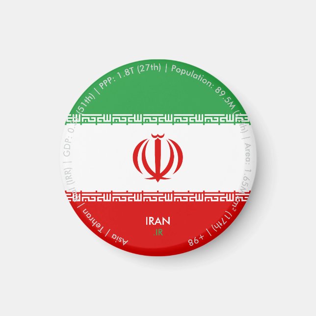 Aimant du drapeau de l'Iran (Devant)