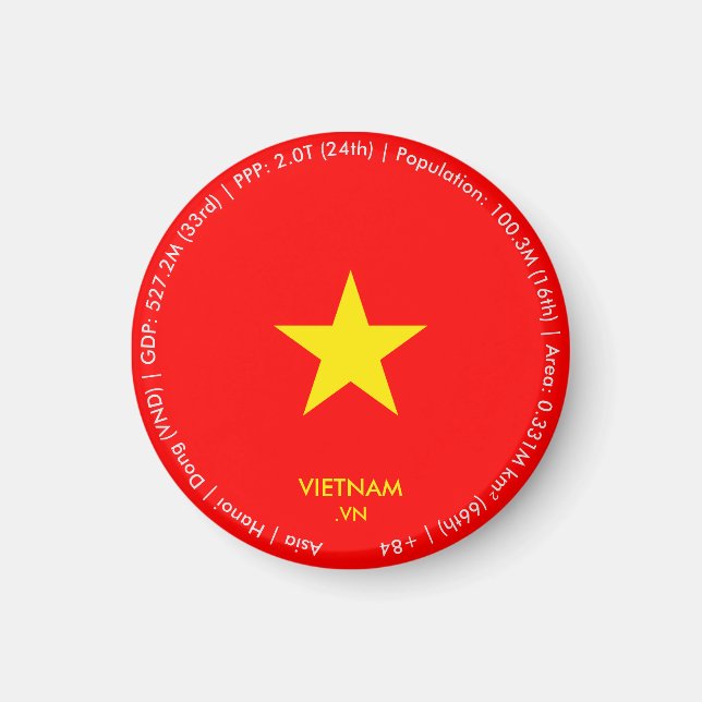 Aimant du drapeau du Vietnam (Devant)