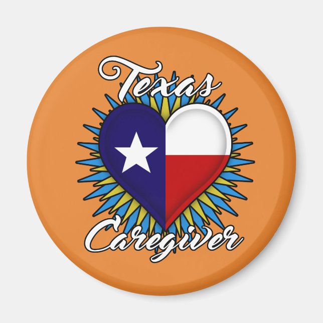 Aimant du Texas Caregiver (arrière - plan orange) (Devant)