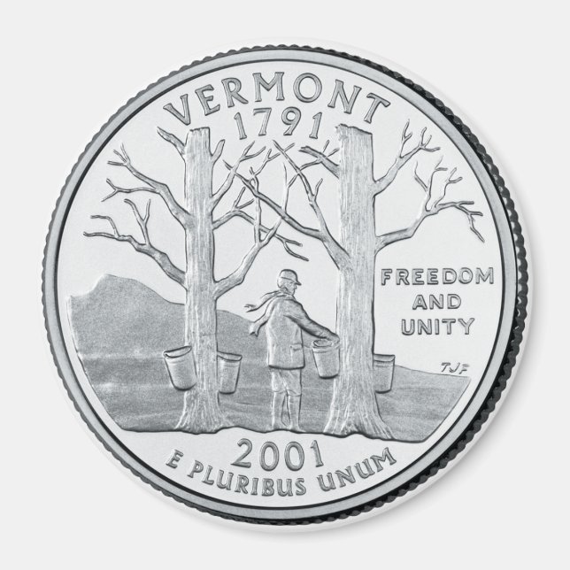 Aimant du Vermont State Quarter 2001 (Devant)