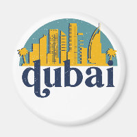 Dubaï UAE Vintage Retro City Skyline Cityscape Art