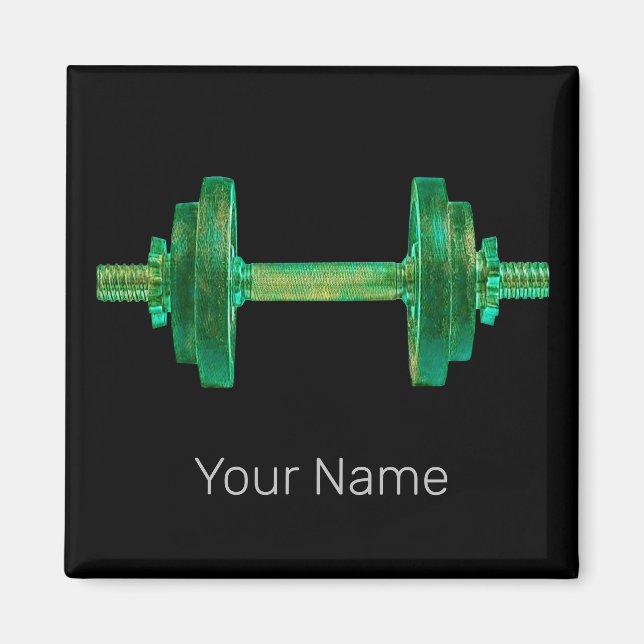 Aimant Dumbbell Retro Bodybuilder Salle De Fitness Ou Coa (Devant)