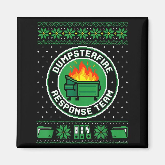 Aimant Dumpster Fire Resnse Team Funny Office Holiday Xel (Devant)