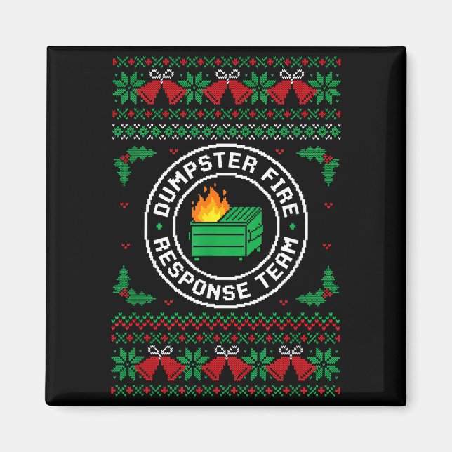 Aimant Dumpster Fire Resnse Team Ugly Christmas Sweater X (Devant)