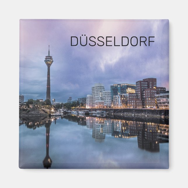 Aimant Dusseldorf Skyline Allemagne Holiday Sunset Souven (Devant)