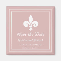 Dusty Rose Fleur de Lis Enregistrer l'aimant Date
