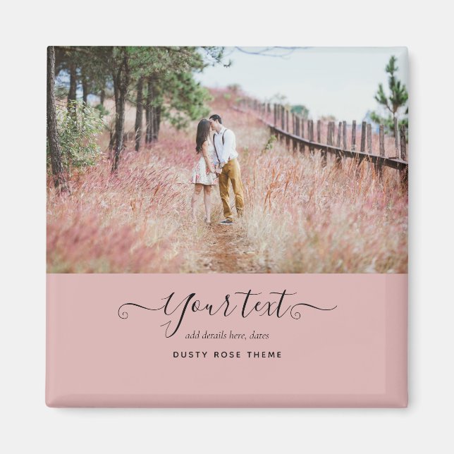 Aimant Dusty Rose rose Newlywets Mariage PHOTO Cadeau (Devant)