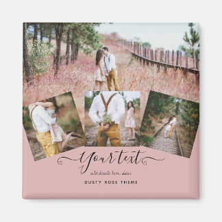 Aimant Dusty Rose rose Newlywets Mariage PHOTO Cadeau