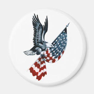 Aimant Eagle chauve avec le drapeau américain