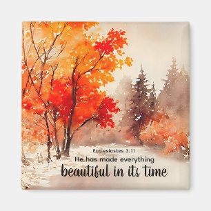 Aimant Ecclésiaste 3:11 Verse Bible Automne Aquarelle