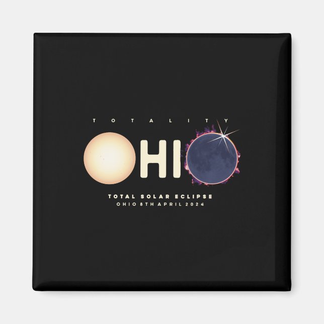 Aimant Eclipse 2024 Ohio Total Eclipse Astronomie Graphiq (Devant)
