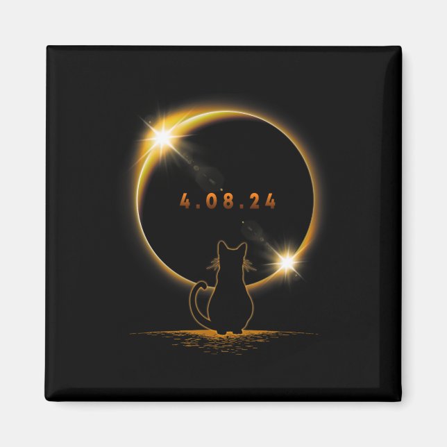 Aimant Éclipse Solaire T Chat Portant Des Lunettes Éclips (Devant)