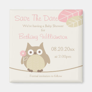 Aimant Économies de baby shower de hibou de fille la dat