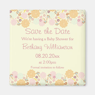 Aimant Économies de baby shower le floral moderne de