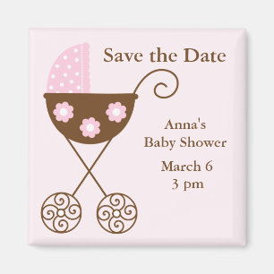 Aimant Économies roses de baby shower de poussette la