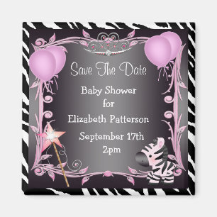 Aimant Économies roses de baby shower de princesse Zebra
