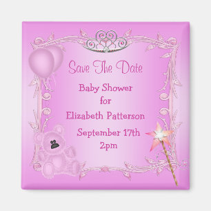 Aimant Économies roses de baby shower d'ours et de
