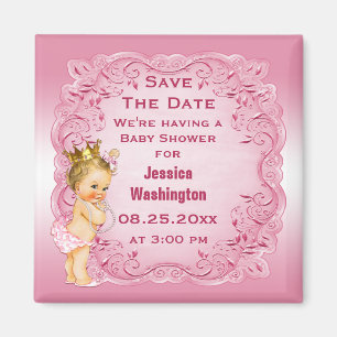 Aimant Économies vintages de baby shower de princesse