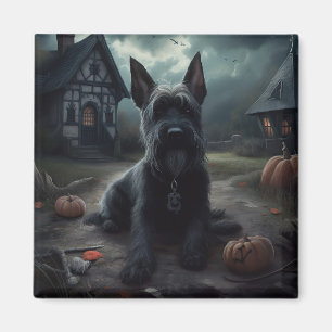 Aimant Ecosse Terrier Citrouille Halloween effrayant