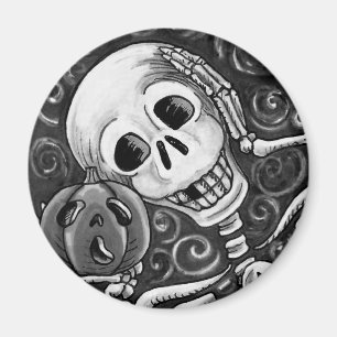 AIMANT ÉCOUTEZ VOTRE CITROUILLE, HALLOWEEN SKELETON MAGNE