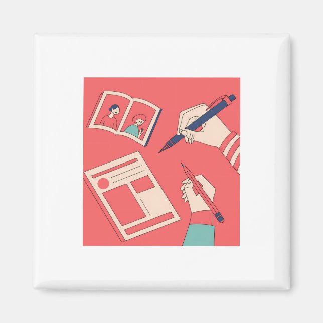 Aimant Écriture d'illustrations d'art numérique expressif (Devant)