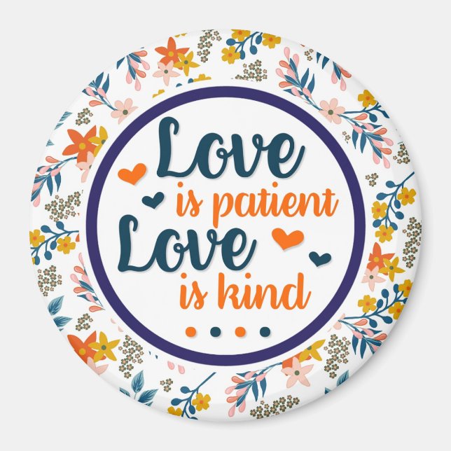 Aimant Écriture L'amour floral est patient, l'amour est g (Devant)